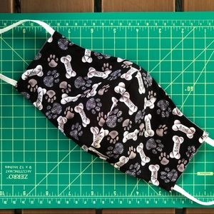 Handmade Face Mask Reversible Dog Bones Paws Print
